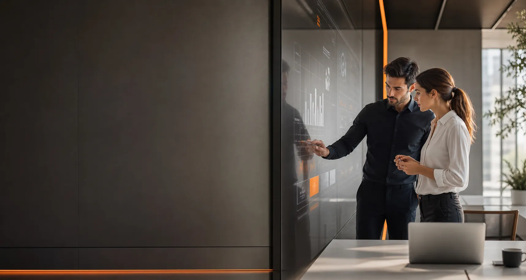 Profesionales colaborando en una solución digital de Lumira Services